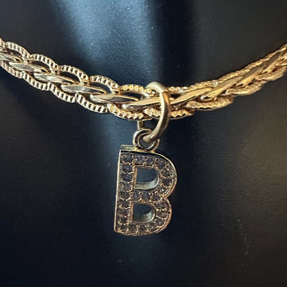 B initial gold tone necklace